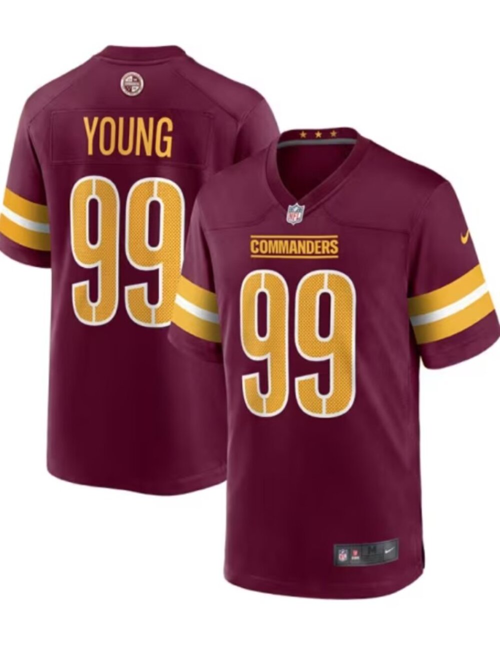 Chase Young Nike Washington Commanders Burgundy White Football Jersey Size L Men